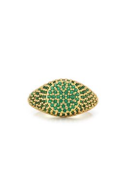 Luv AJ Pavé Signet Ring in Gold/Green