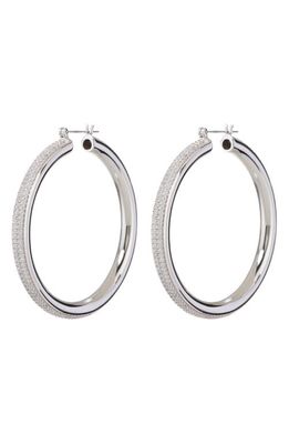 Luv AJ Pavé Stripe Hoop Earrings in Silver
