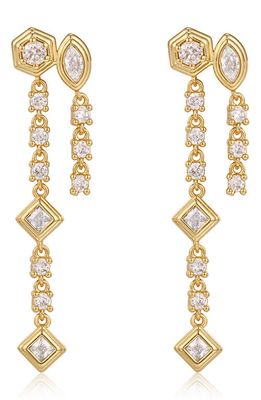 Luv AJ Stellar Bezel Double Stud Drop Earrings in Gold