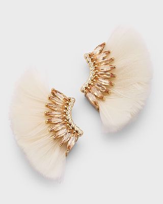 Lux Mini Madeline Feather Earrings, White