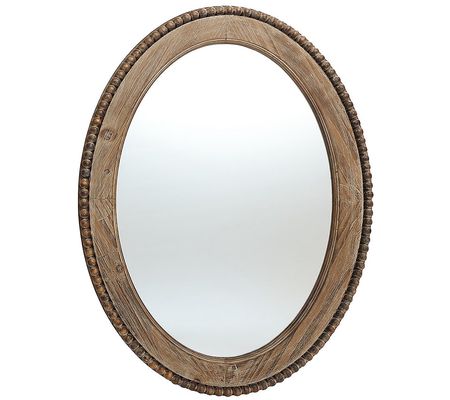 LuxenHome Cameo Wood Framed 32-Inch Oval Wall M irror