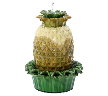 LuxenHome Pineapple Ceramic Indoor/Outdoor Tabl e Fountain