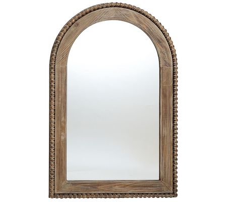 LuxenHome Wood Framed Arch Window Wall Mirror