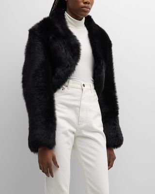 Luxurious Shearling Cropped Overcoat