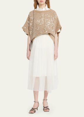 Luxury Knit Poncho with Paillettes