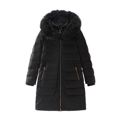 Luxury Long Parka in Wool and Silk Blend