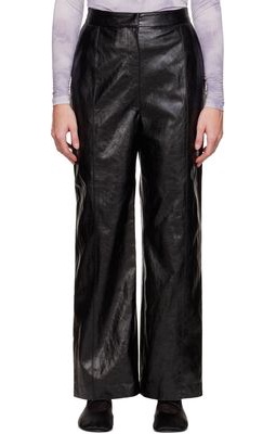 LVIR Black Grained Faux-Leather Pants