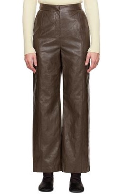 LVIR Brown Grained Faux-Leather Pants