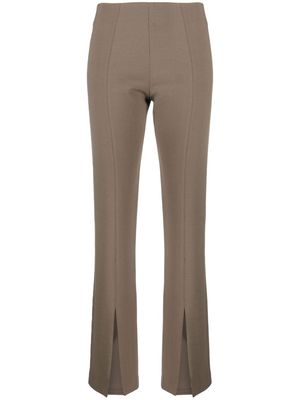 LVIR Brown Slit Detail Slim Fit Trousers - Neutrals