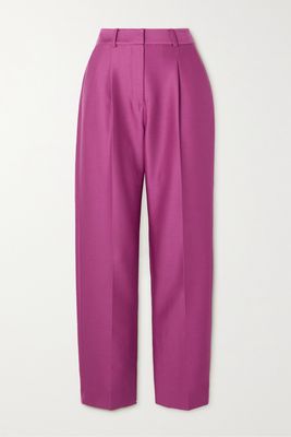 LVIR - Pleated Wool And Silk-blend Twill Slim-leg Pants - Pink