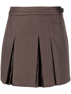 LVIR pleated wool-blend miniskirt - Brown