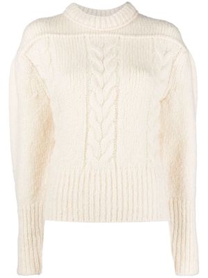 LVIR puff sleeve cable knit jumper - White