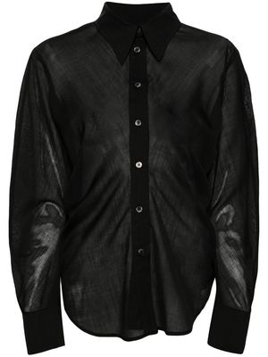 LVIR semi-sheer wool blend shirt - Black