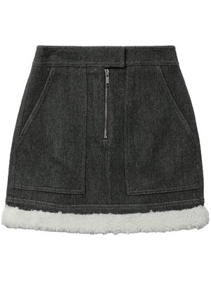 LVIR shearling-trim wool miniskirt - Grey