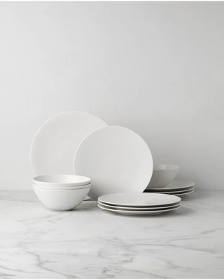 LX Collective White 12-Piece Dinnerware Set
