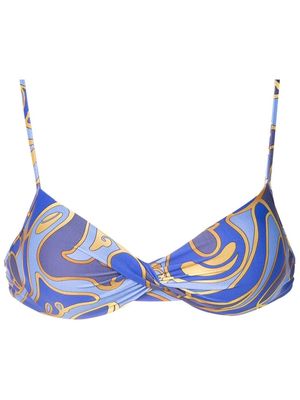 Lygia & Nanny Cassis abstract-print bikini top - Blue