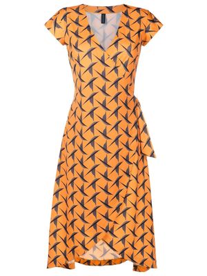Lygia & Nanny Falcão printed v-neck midi dress - Orange