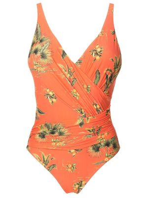 Lygia & Nanny floral-print V-neck swimsuit - Orange