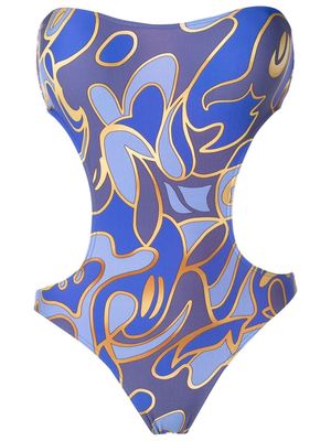 Lygia & Nanny graphic-print bandeau swimsuit - Blue