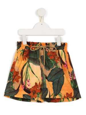 Lygia & Nanny leaf-print flared shorts - Orange