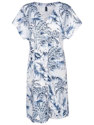 Lygia & Nanny palm-tree print short-sleeve dress - Blue