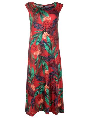 Lygia & Nanny Tie botanical-print midi dress - Red