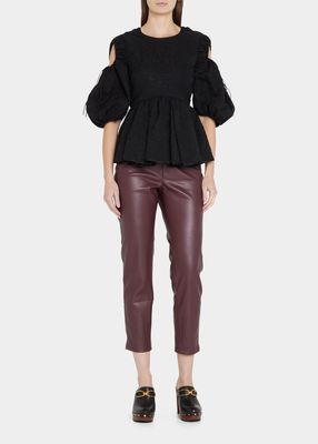 Lykke Cropped Straight Faux-Leather Pants