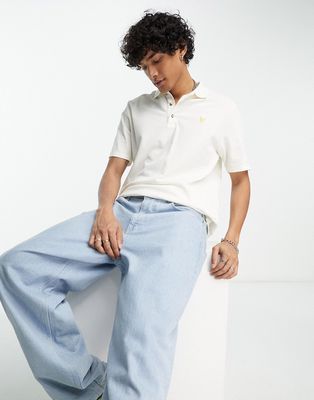 Lyle & Scott Archive relaxed fit pique polo shirt in vanilla white