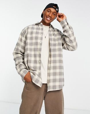 Lyle & Scott Vintage plaid overshirt in off white and taupe-Neutral