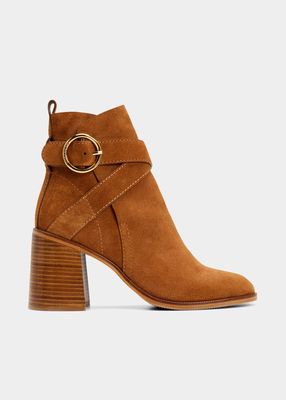 Lyna Suede Buckle Ankle Booties