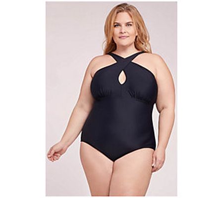 LYSA-Love Your Size Always Keyhole One-Piece-Bl ck