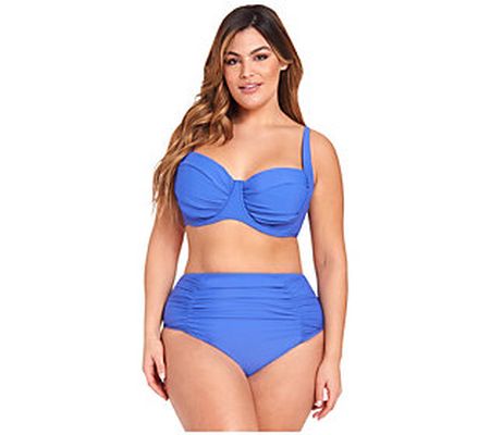 LYSA-Love Your Size Always Underwire Top w/ Ruc hed Cups - Blue