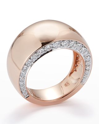 Lytton Rose Gold Wide High Polish Band with White Rhodium and Diamonds