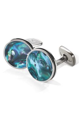 M-Clip® Abalone Cuff Links in Stainless Steel/Green