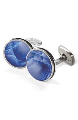 M-Clip® Alligator Cuff Links in Stainless Steel/Dark Blue