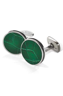 M-Clip® Alligator Cuff Links in Stainless Steel/Dark Green 