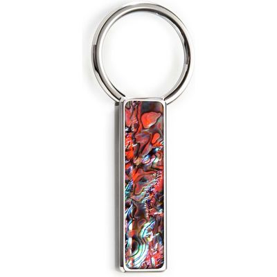 M-Clip® Orange Abalone Key Chain in Silver /Brown 