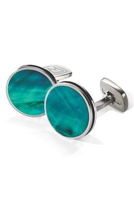 M-Clip® Stainless Steel Cuff Links in Stainless Steel/Teal 