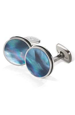 M-Clip Stainless Steel Cuff Links in Stainless Steel/Pearl