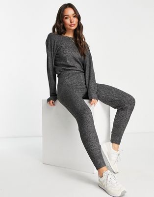 M Lounge cross-back jumpsuit in charcoal gray