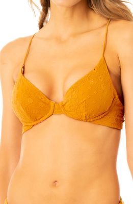 Maaji Caramel Brown Eleonora Reversible Underwire Bikini Top in Yellow