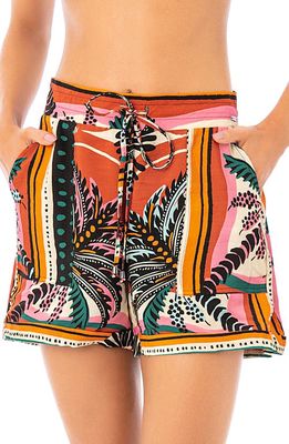Maaji Eclectic Palms Frankie Cover-Up Shorts in Brown