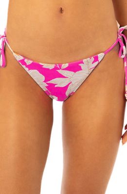 Maaji Floral Duo Sunning Reversible Side Tie Bikini Bottoms in Pink