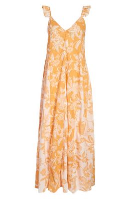 Maaji Hena Honey Floral Print Maxi Cover-Up Dress in Orange