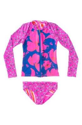 Maaji Kids' Happy Flower Cherish Reversible Rashguard Two-Piece Swimsuit in Pink