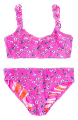 Maaji Kids' Happy Flower Primrose Reversible One-Piece Swimsuit in Pink