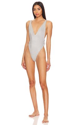 Maaji Limited Edition Knotty Reversible One Piece in Metallic Silver,Navy