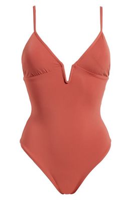 Maaji Phoenix Palm Parady Reversible V Wire One-Piece Swimsuit in Red