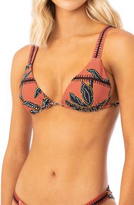 Maaji Phoenix Palm Rowan Reversible Triangle Bikini Top in Red