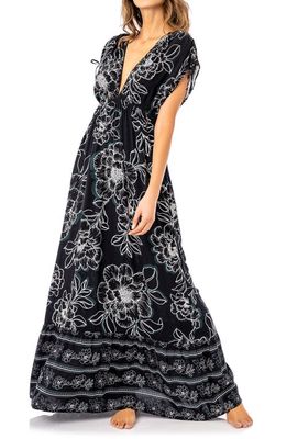 Maaji Serenna Ink Botanicals Cover-Up Maxi Dress in Black